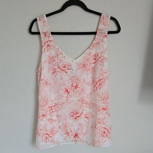 CAbi White and Orange Fitted Tank Top